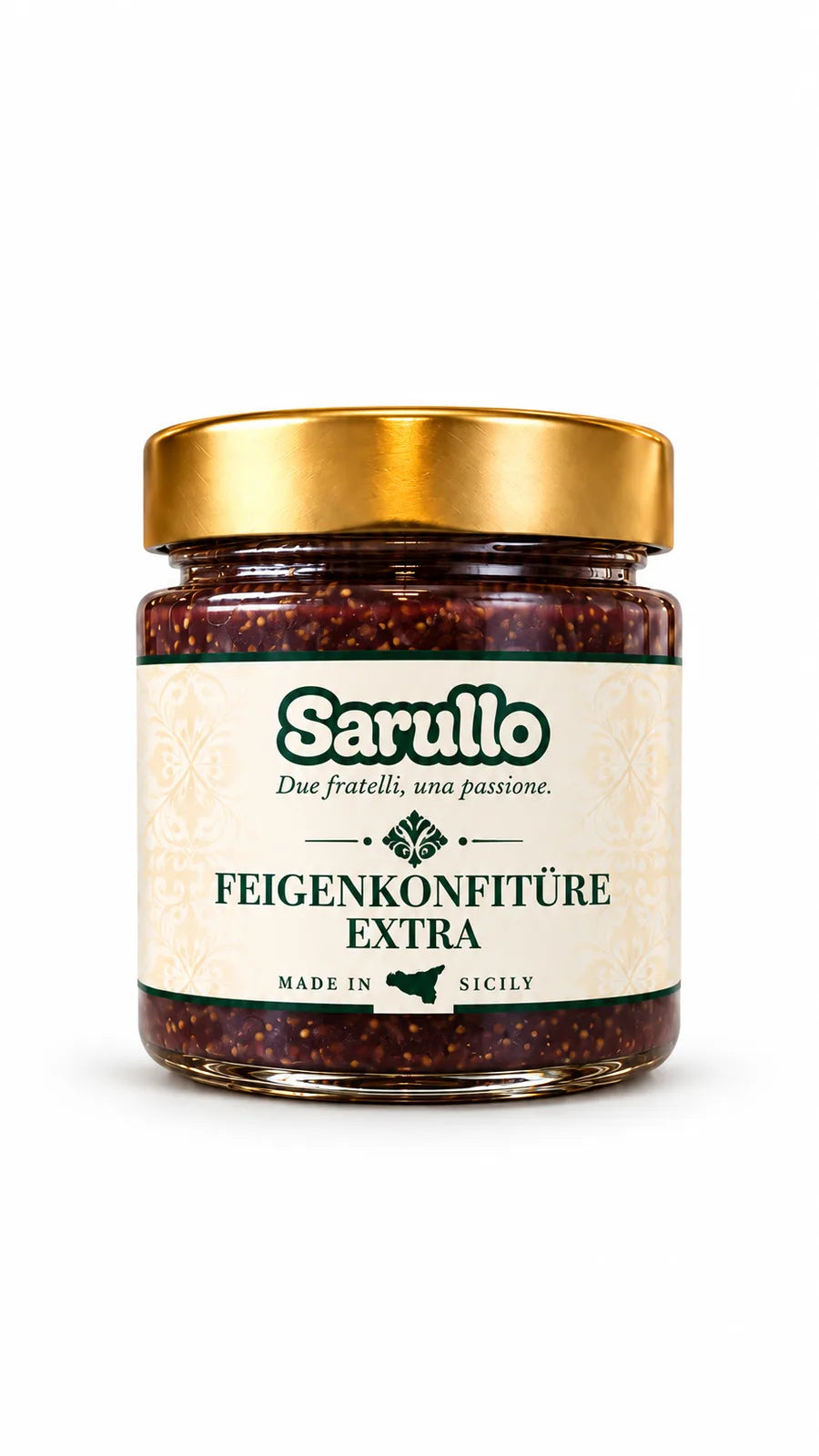 SARULLO Feigenkonfitüre extra aus Sizilien – 250 g im Glas mit goldenem Deckel