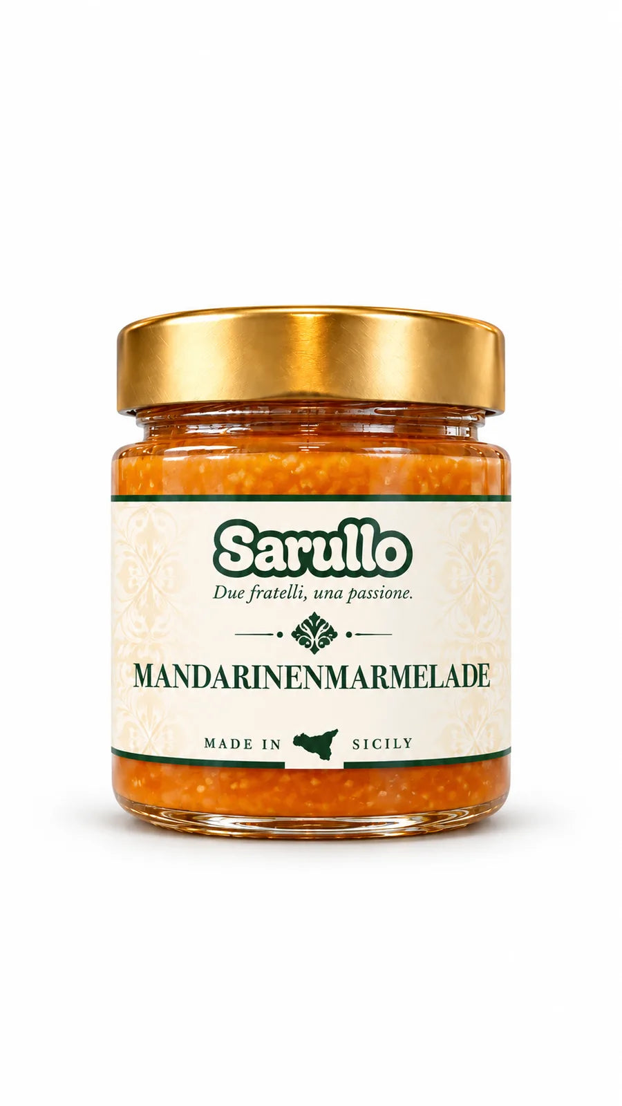SARULLO Mandarinenmarmelade aus Sizilien – 250 g im Glas mit goldenem Deckel