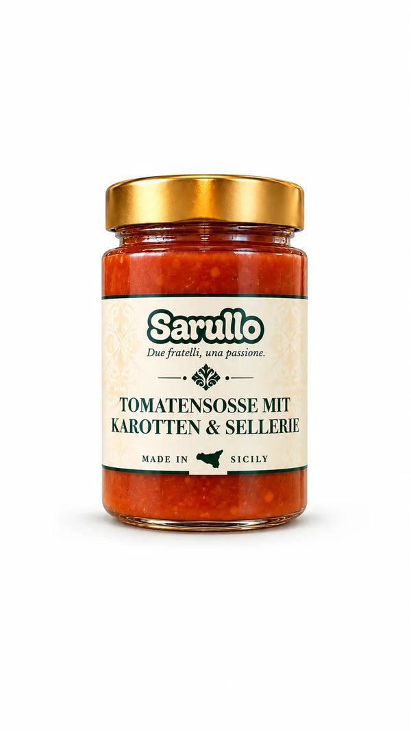 SARULLO Tomatensoße mit Karotten und Sellerie aus Sizilien – 410 g im Glas