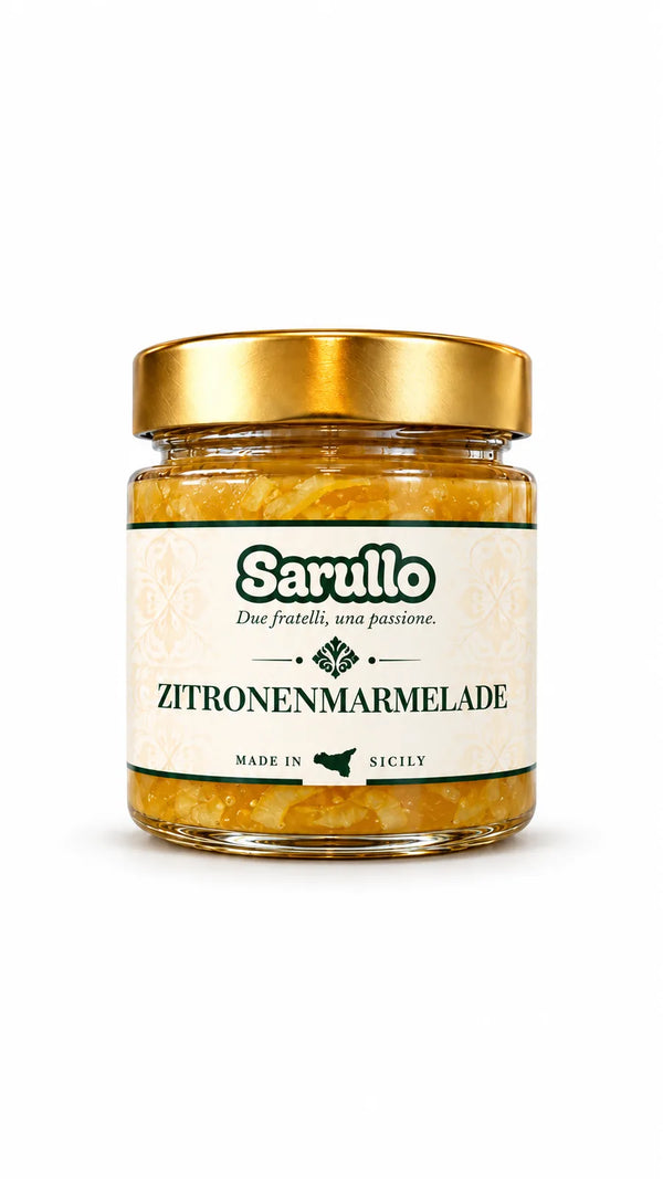 SARULLO Zitronenmarmelade aus Sizilien – 250 g im Glas mit goldenem Deckel